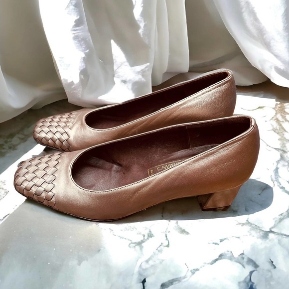 Renzo Fontanelli Stanley Eisenman’s Shoes Braid Woven Leather Metallic Taupe 6 B - Picture 1 of 11